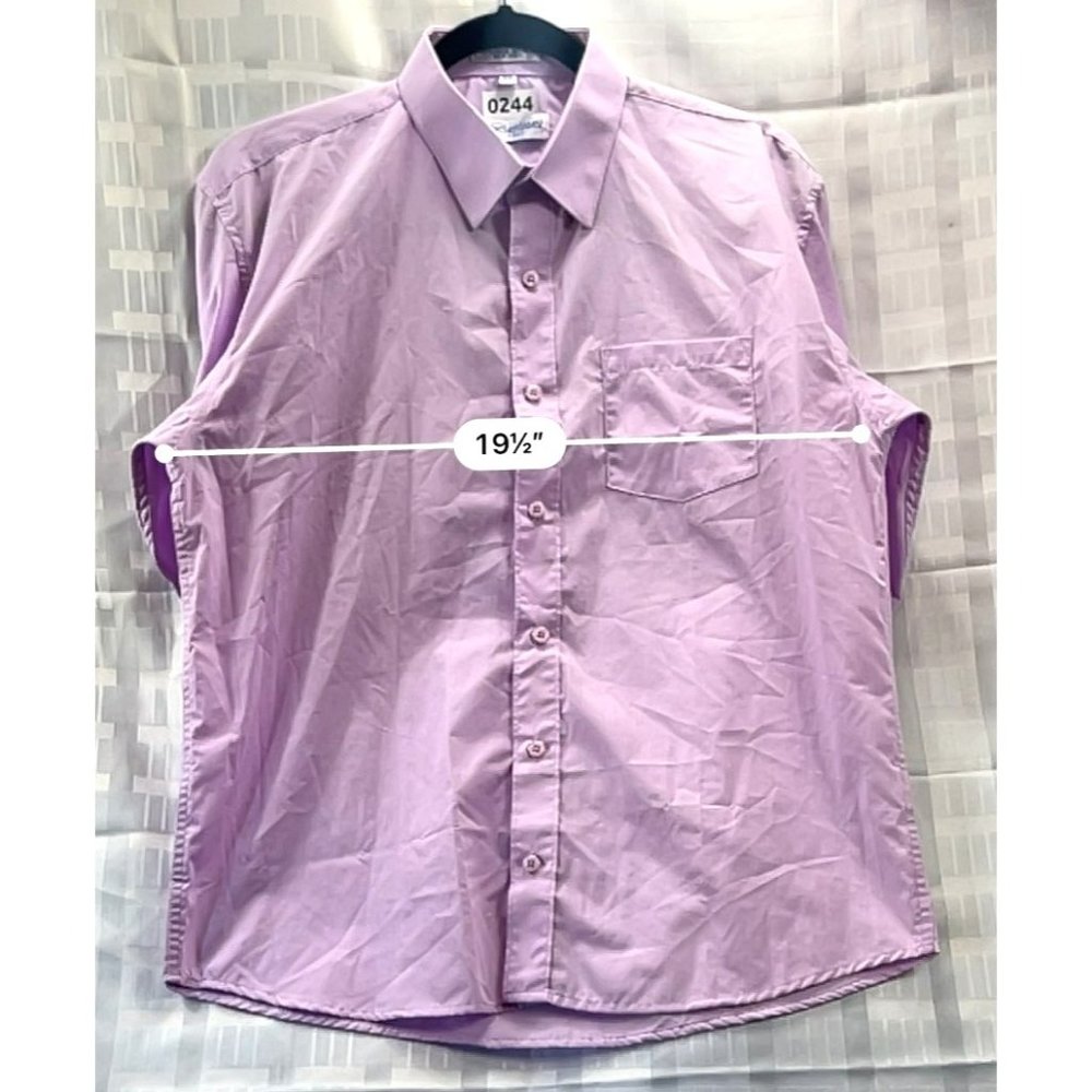 BERLIONI, MEN DRESS SHIRT, long sleeve, COLOR PURPLE, PINK, SIZE 20 - Picture 4 of 11